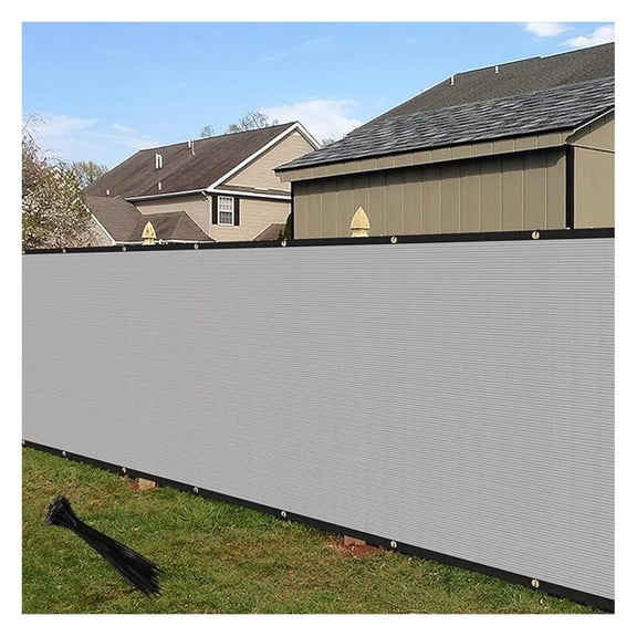 4'x46' Privacy Fence Screen Windscreen with Copper Grommets, Fit for Fence and Residential Garden Outdoor 90% UV Blockage, Cable Zip Ties Included (Gray)