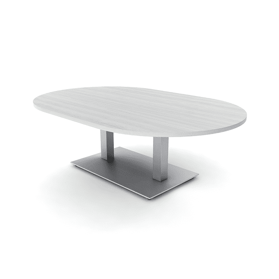 4'x5' Racetrack Shaped Office Coffee Table With Double Post Metal Base