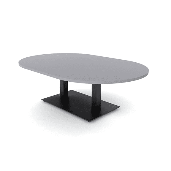 4'x5' Racetrack Shaped Office Coffee Table With Double Post Metal Base