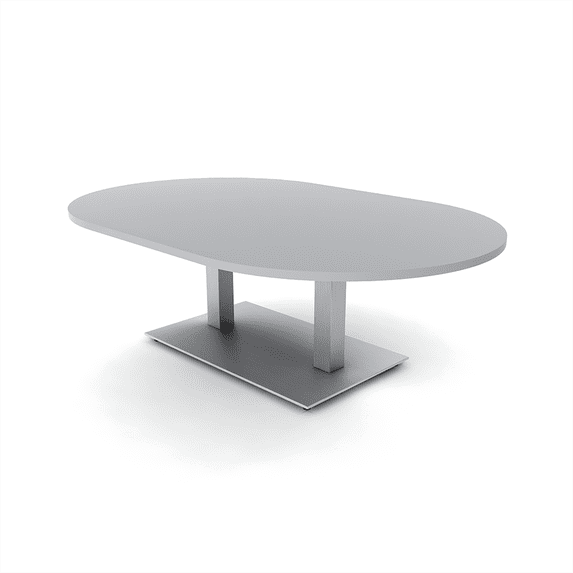 4'x5' Racetrack Shaped Office Coffee Table With Double Post Metal Base