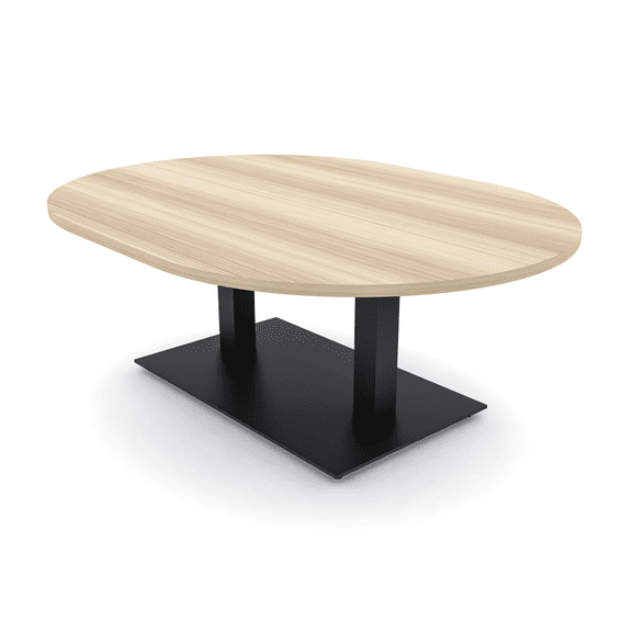 4'x5' Racetrack Shaped Office Coffee Table With Double Post Metal Base
