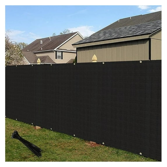 4'x55' Privacy Fence Screen Windscreen with Copper Grommets, Fit for Fence and Residential Garden Outdoor 90% UV Blockage, Cable Zip Ties Included (Black)