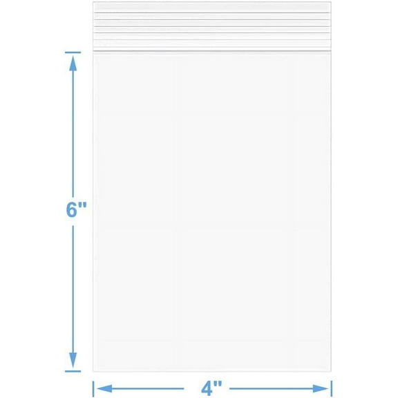 4"x6", 100/pk Clear Reclosable Plastic 2-Mil Ziplock Bags Poly Jewelry Storage Zipper Baggies
