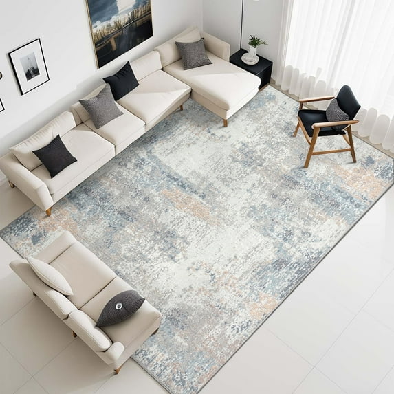 BERTHMEER 4'x6' Abstract Area Rugs Washable Indoor Rugs for Office Entryway Doorway Non-slip,Blue
