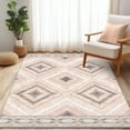 thumbnail image 1 of 4'x6' Area Rugs for Living Room, Machine Washable Non-Slip Carpet, Soft Faux Wool Low Pile Moroccan Farmhouse Western Rug, Pink, 1 of 5