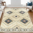 thumbnail image 1 of 4'x6' Area Rugs for Living Room, Machine Washable Non-Slip Carpet, Soft Faux Wool Low Pile Moroccan Farmhouse Western Rug, Yellow, 1 of 5