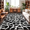 thumbnail image 1 of 4'x6' Area Rugs, Abstract Boho Indoor Outdoor Area Rug for Living Room Bedroom, Middle Century Rustic Black White Texture Washable Bathroom Rugs Kitchen Floor Carpet Mats Home Decor Aesthetic, 1 of 8