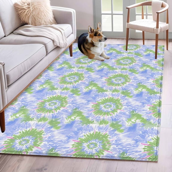 4'x6' Area Rugs, Blue Teal Indoor Outdoor Area Rug for Living Room Bedroom, Modern Tie Dyeing Contemporary Abstract Art Washable Bathroom Rugs Kitchen Floor Carpet Mats Home Decor Aesthetic