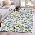 thumbnail image 1 of 4'x6' Area Rugs, Blue Yellow Floral Spring Indoor Outdoor Area Rug for Living Room Bedroom, Summer Botanical Pastoral Green Washable Bathroom Rugs Kitchen Floor Carpet Mats Home Decor Aesthetic, 1 of 8