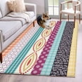 thumbnail image 1 of 4'x6' Area Rugs, Bohemia Ethnic Indoor Outdoor Area Rug for Living Room Bedroom, Boho Tribal Teal Orange Purple Stripes Leaves Washable Bathroom Rugs Kitchen Floor Carpet Mats Home Decor Aesthetic, 1 of 8