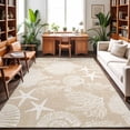 thumbnail image 1 of 4'x6' Area Rugs, Brown Beige Coastal Indoor Outdoor Area Rug for Living Room Bedroom, Nautical Coral Starfish Shell Seahorse Ocean Bathroom Rugs Kitchen Floor Carpet Mats Home Decor Aesthetic, 1 of 8