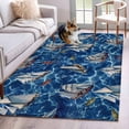 thumbnail image 1 of 4'x6' Area Rugs, Coastal Boat Ocean Indoor Outdoor Area Rug for Living Room Bedroom, Coastal Sea Waves Summer Washable Bathroom Rugs Kitchen Floor Carpet Mats Home Decor Aesthetic, 1 of 8