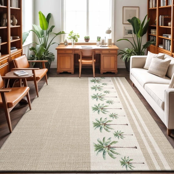 4'x6' Area Rugs, Coastal Palm Trees Indoor Outdoor Area Rug for Living ...