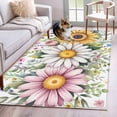 thumbnail image 1 of 4'x6' Area Rugs, Colorful Daisy Floral Indoor Outdoor Area Rug for Living Room Bedroom, Spring Flowers Botanical Leaves Rustic Washable Bathroom Rugs Kitchen Floor Carpet Mats Home Decor Aesthetic, 1 of 8