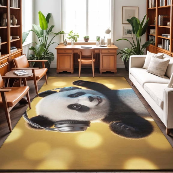 4'x6' Area Rugs, Cute Panda Indoor Outdoor Area Rug for Living Room Bedroom, Funny Abstract Animals Print Washable Bathroom Rugs Kitchen Floor Carpet Mats Home Decor Aesthetic