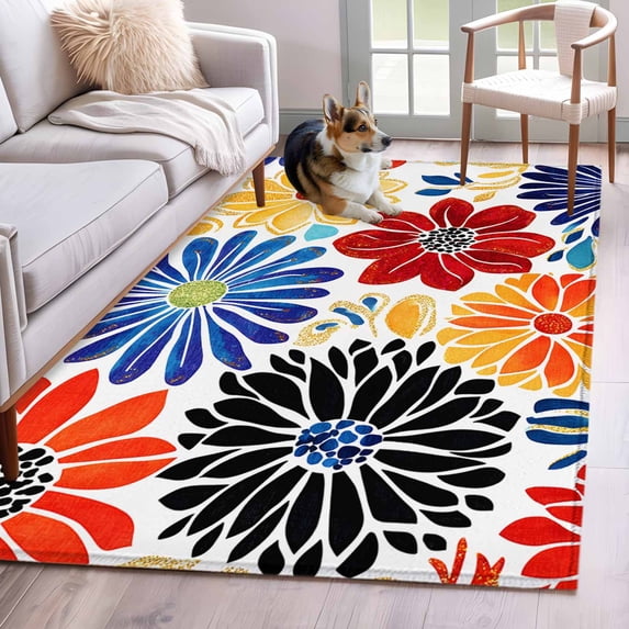 Spring Floral Rugs 4'x6' Area Rugs, Ethnic Spring Floral Indoor Outdoor Area Rug for ...