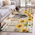 thumbnail image 1 of 4'x6' Area Rugs, Farmhouse Elephants Indoor Outdoor Area Rug for Living Room Bedroom, Spring Summer Sunflowers Wood Grain Washable Bathroom Rugs Kitchen Floor Carpet Mats Home Decor Aesthetic, 1 of 8