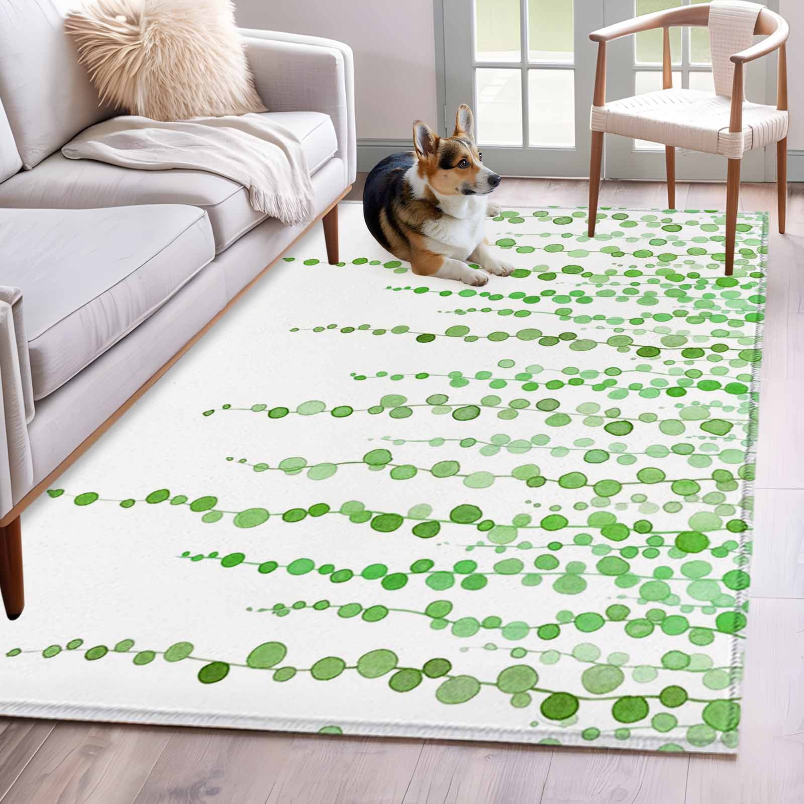 4'x6' Area Rugs, Green Polka Dots Indoor Outdoor Area Rug for Living ...