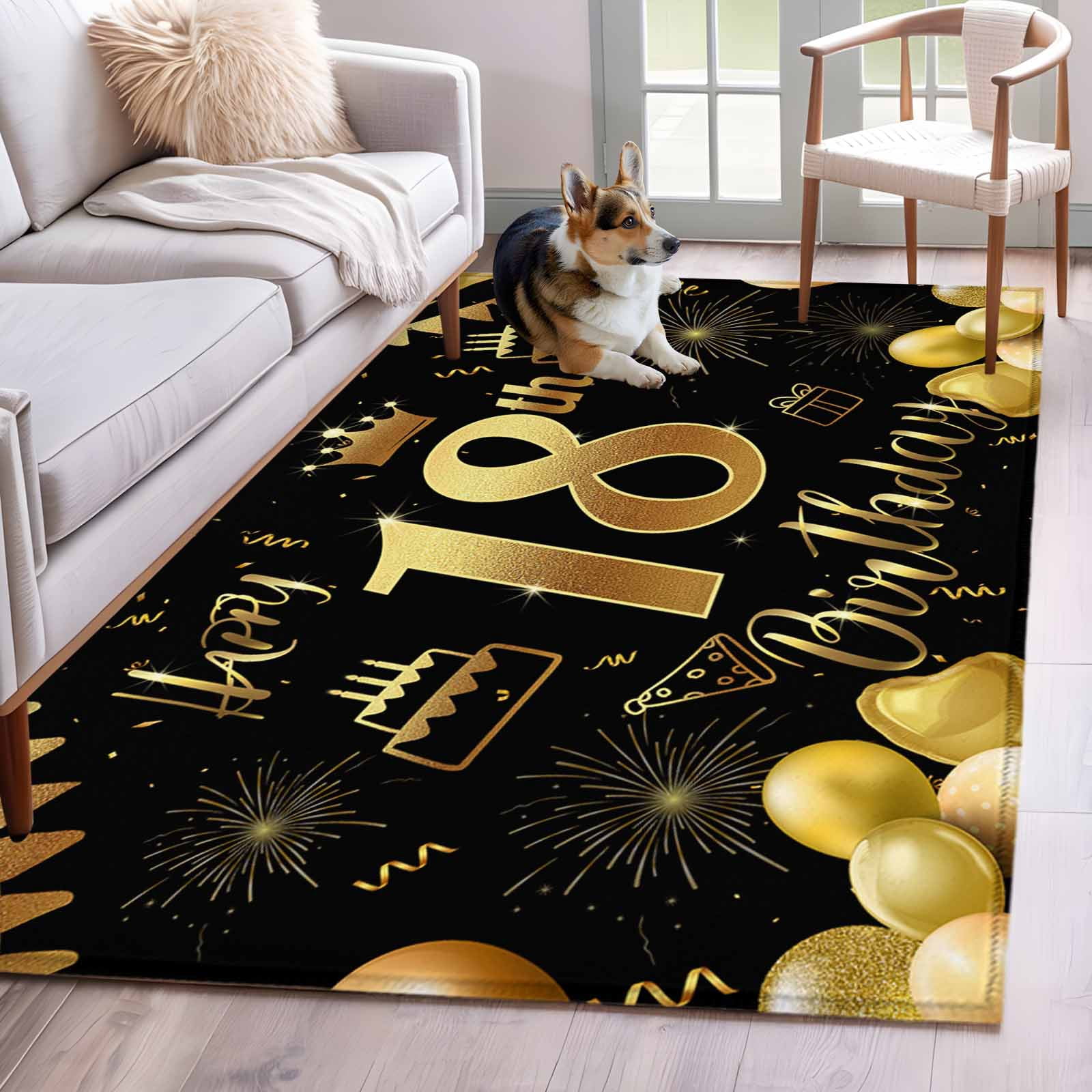 4'x6' Area Rugs, Happy 18th Birthday Indoor Outdoor Area Rug for Living ...