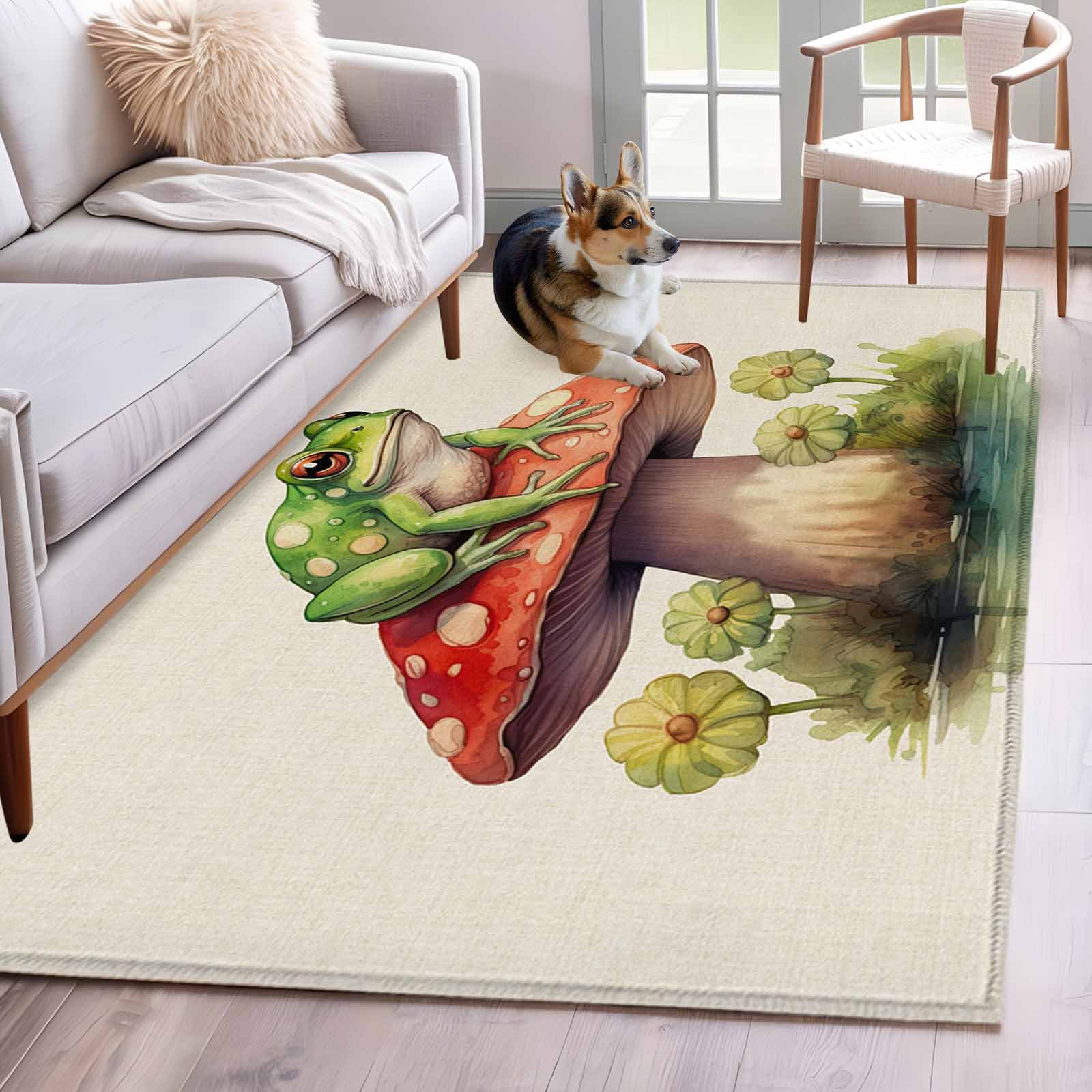 Frog Rugs 4'x6' Area Rugs, Mushroom Frogs Indoor Outdoor Area Rug for Living Room ...