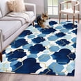 thumbnail image 1 of 4'x6' Area Rugs, Navy Blue Geometric Moroccan Indoor Outdoor Area Rug for Living Room Bedroom, Abstract Art Blue Ombre Modern Washable Bathroom Rugs Kitchen Floor Carpet Mats Home Decor Aesthetic, 1 of 8