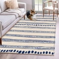 thumbnail image 1 of 4'x6' Area Rugs, Navy Blue Indoor Outdoor Area Rug for Living Room Bedroom, Modern Geometric Abstract Art Striped Washable Bathroom Rugs Kitchen Floor Carpet Mats Home Decor Aesthetic, 1 of 8