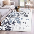 thumbnail image 1 of 4'x6' Area Rugs, Navy Blue Leaves Indoor Outdoor Area Rug for Living Room Bedroom, Summer Botanical Washable Bathroom Rugs Kitchen Floor Carpet Mats Home Decor Aesthetic, 1 of 8