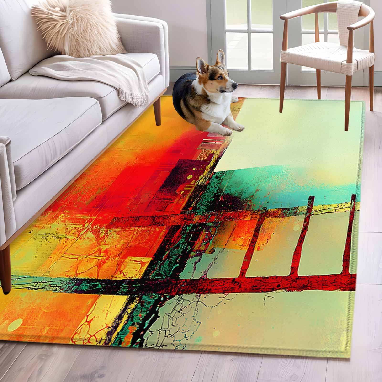Aethics Rugs 4'x6' Area Rugs, Oil Painted Indoor Outdoor Area Rug for Living Room ...