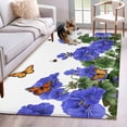 thumbnail image 1 of 4'x6' Area Rugs, Purple Spring Floral Indoor Outdoor Area Rug for Living Room Bedroom, Butterfly Farmhouse Washable Bathroom Rugs Kitchen Floor Carpet Mats Home Decor Aesthetic, 1 of 8
