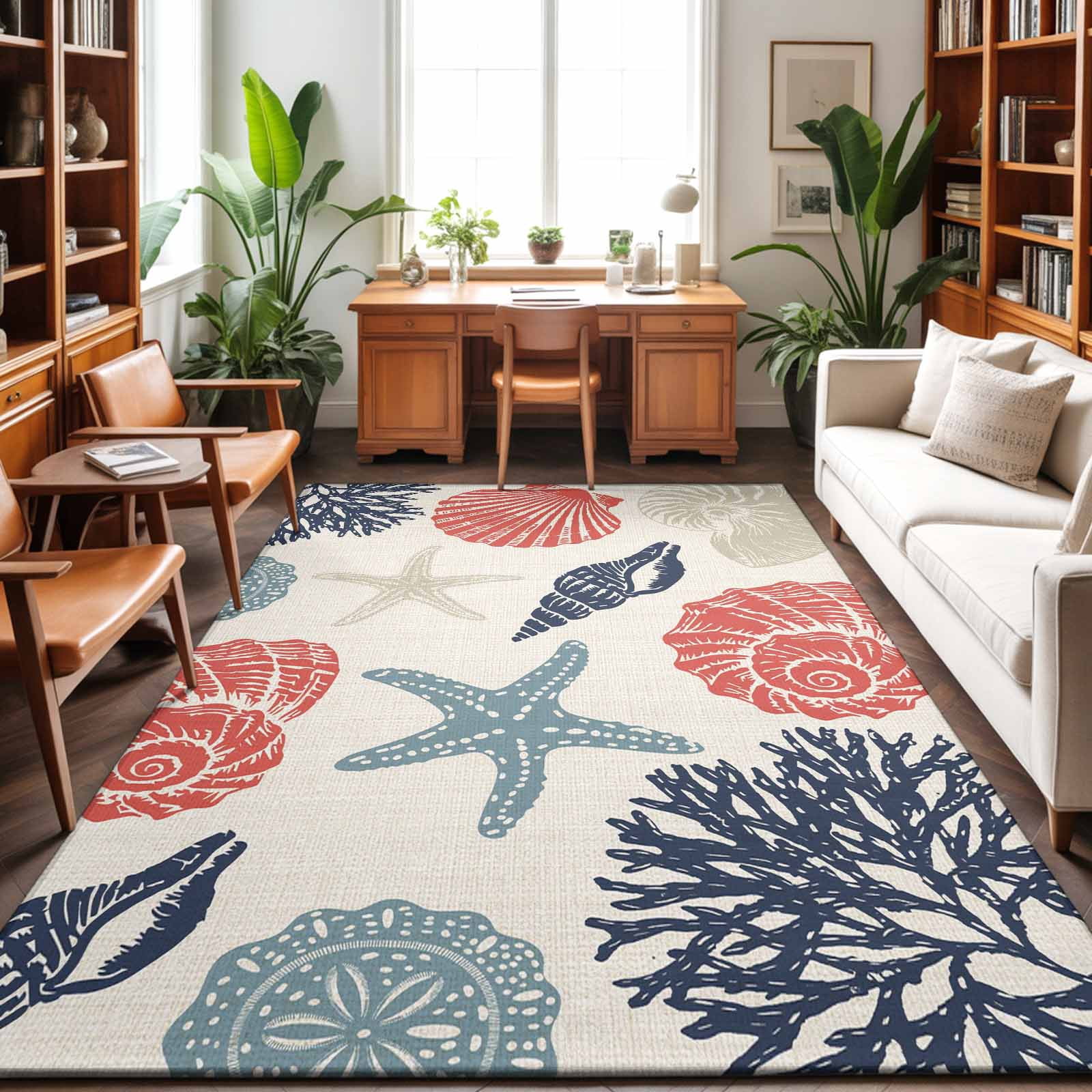 4'x6' Area Rugs, Red Blue Coastal Indoor Outdoor Area Rug for Living ...