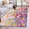 thumbnail image 1 of 4'x6' Area Rugs, Spring Floral Indoor Outdoor Area Rug for Living Room Bedroom, Modern Oil Painted Daisy Botanical Elegant Washable Bathroom Rugs Kitchen Floor Carpet Mats Home Decor Aesthetic, 1 of 8