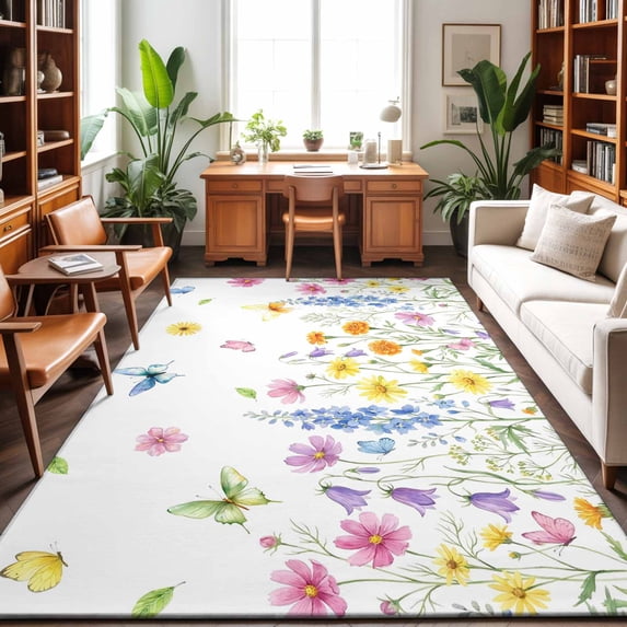 4'x6' Area Rugs, Spring Summer Flowers Indoor Outdoor Area Rug for ...