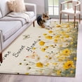 thumbnail image 1 of 4'x6' Area Rugs, Spring Yellow Floral Indoor Outdoor Area Rug for Living Room Bedroom, Farmhouse Country Flower Butterfly on Linen Bathroom Rugs Kitchen Floor Carpet Mats Home Decor Aesthetic, 1 of 8