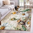 thumbnail image 1 of 4'x6' Area Rugs, Summer Botanical Indoor Outdoor Area Rug for Living Room Bedroom, White Daisy Botanical Bee Rustic Washable Bathroom Rugs Kitchen Floor Carpet Mats Home Decor Aesthetic, 1 of 8