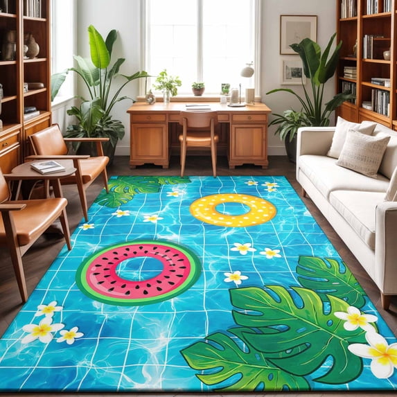 4'x6' Area Rugs, Summer Swimming Pool Indoor Outdoor Area Rug for ...