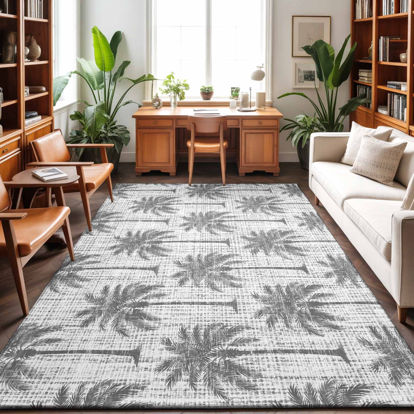 4'x6' Area Rugs, Tropical Palm Trees Indoor Outdoor Area Rug for Living ...