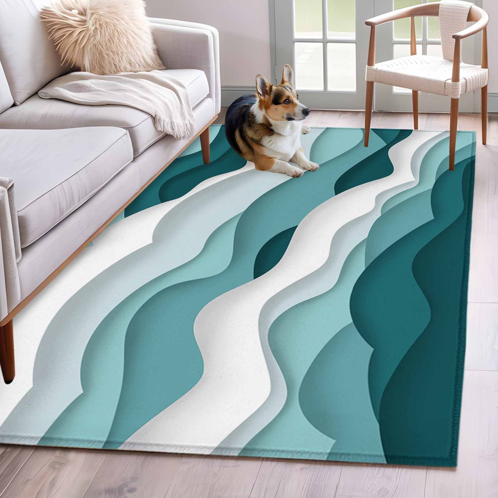 4'x6' Area Rugs, Turquoise Ombre Indoor Outdoor Area Rug for Living ...