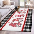 thumbnail image 1 of 4'x6' Area Rugs, Valentine's Day Indoor Outdoor Area Rug for Living Room Bedroom, Pink Love Gnomes Geart Black Plaid Washable Bathroom Rugs Kitchen Floor Carpet Mats Home Decor Aesthetic, 1 of 8