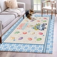 thumbnail image 1 of 4'x6' Area Rugs, Watercolor Easter Indoor Outdoor Area Rug for Living Room Bedroom, Spring Rabbits Truck Eggs Flowers Blue Beige Washable Bathroom Rugs Kitchen Floor Carpet Mats Home Decor Aesthetic, 1 of 8