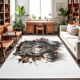 thumbnail image 1 of 4'x6' Area Rugs, Wolf Indoor Outdoor Area Rug for Living Room Bedroom, Animal Broken Wall Dynamic Angry Expression Washable Bathroom Rugs Kitchen Floor Carpet Mats Home Decor Aesthetic, 1 of 8