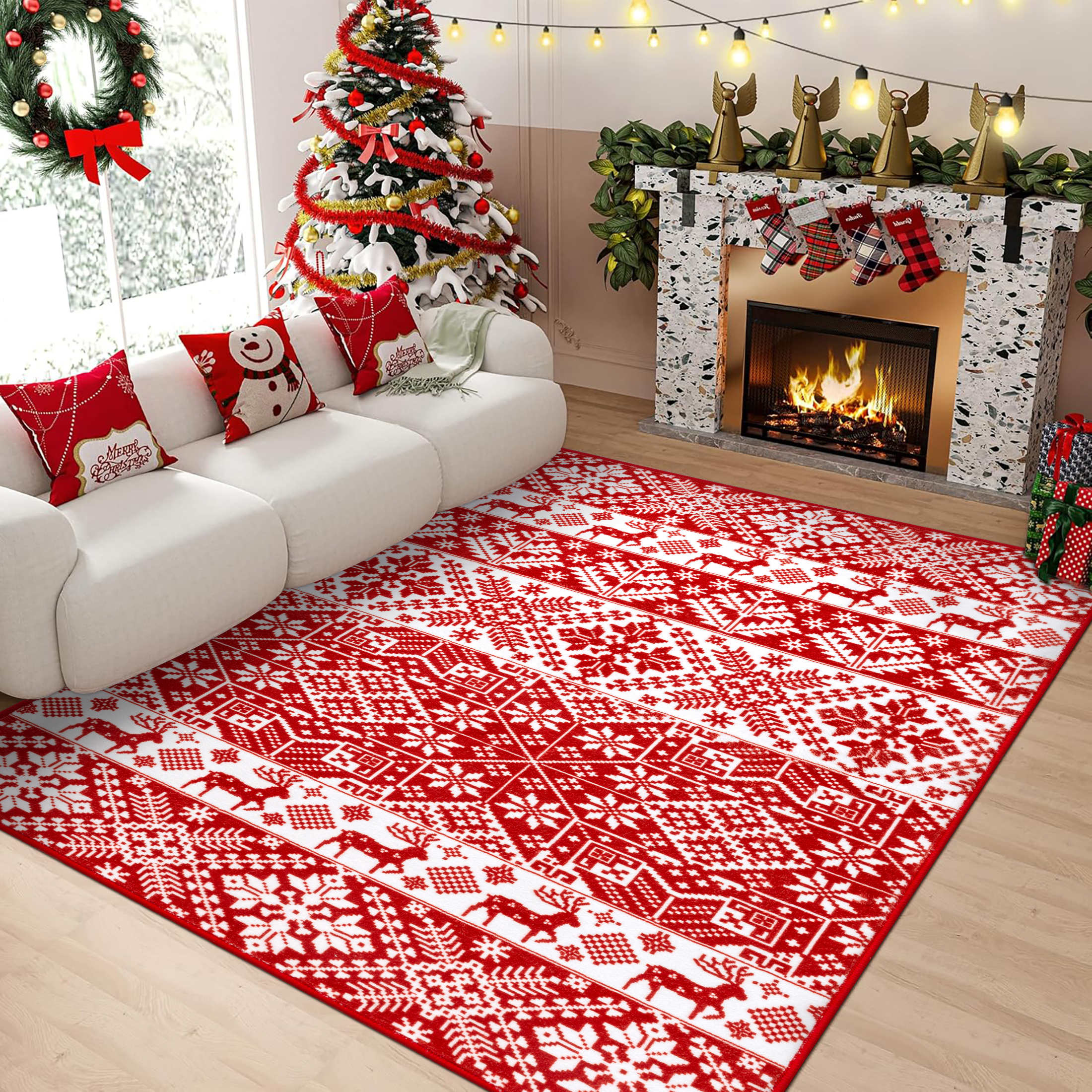 4'x6' Christmas Area Rugs Indoor Kitchen Bathroom Living Room Entryway