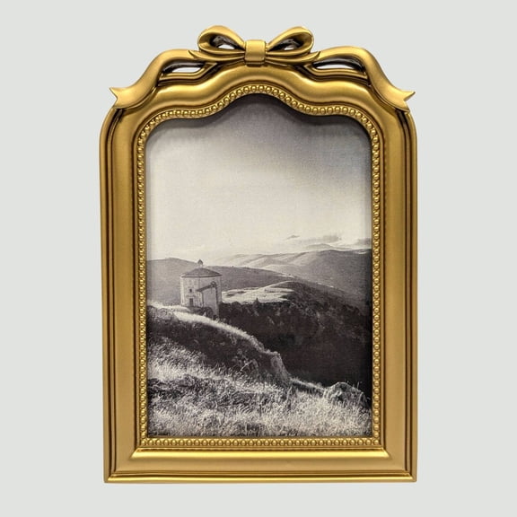 4"x6" Decorative Arched Bow Table Picture Frame Gold