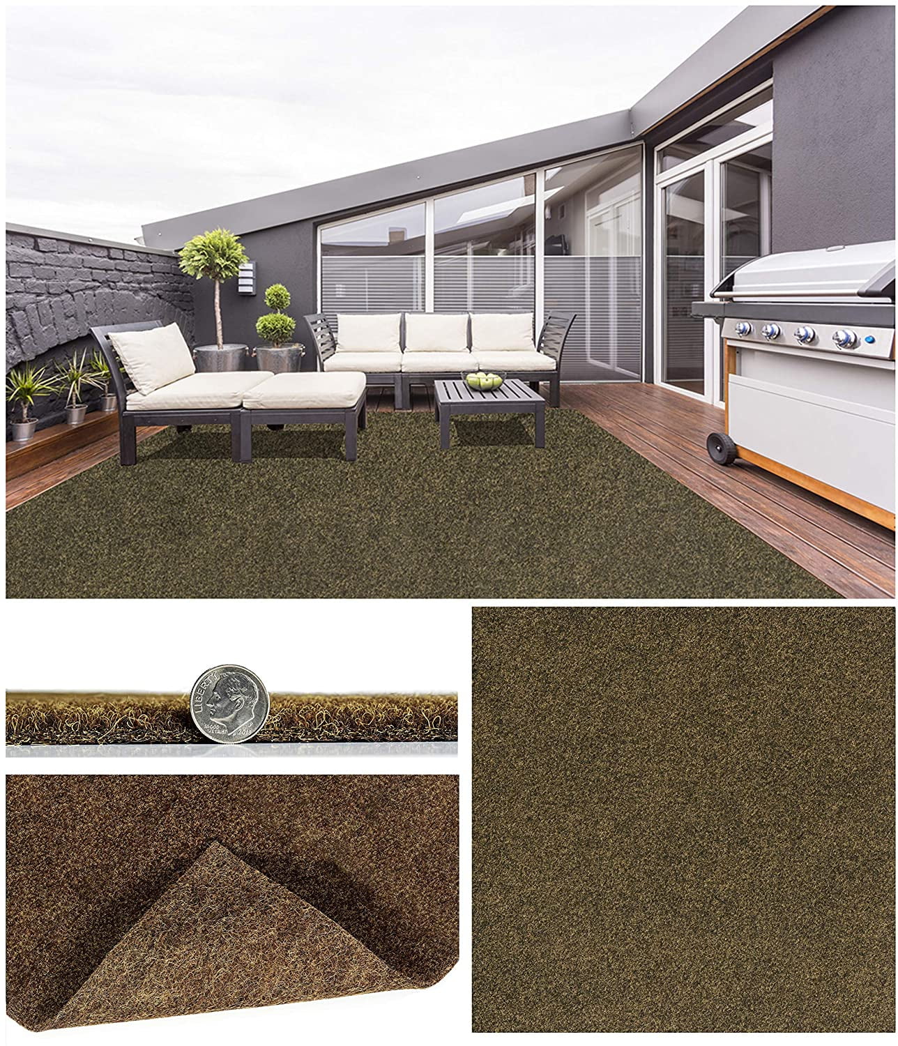 4'x6' Durable Grizzly Grass Indoor/Outdoor Turf Rugs / 100% Life, Wear ...