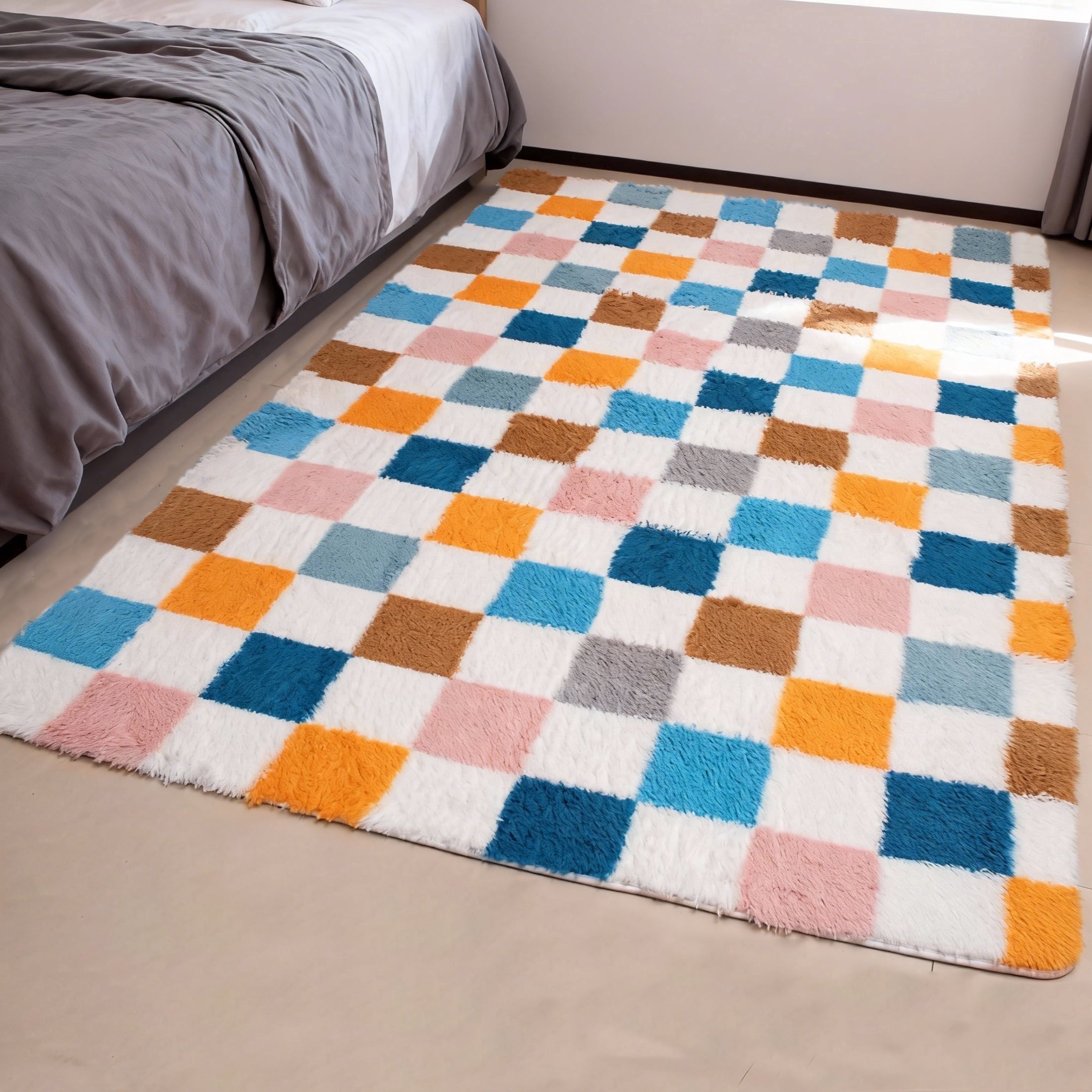 Area Rugs for Livingroom Bedroom, 4' x 6' Soft Fluffy Shag Indoor Floor Carpet for Living Room Bedroom Dining Room Office Home Decor, Colorful