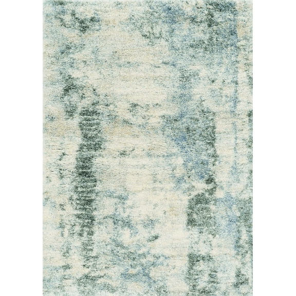 4'x6' Ivory Blue Machine Woven Abstract  Indoor Area Rug