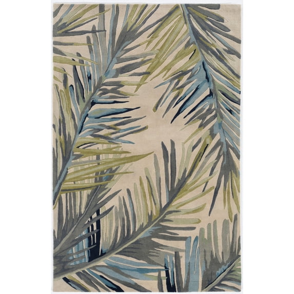 4'x6' Ivory Hand Tufted Tropical Palms Indoor Area Rug