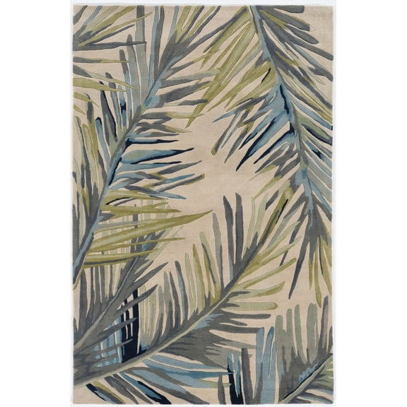 4'x6' Ivory Hand Tufted Tropical Palms Indoor Area Rug