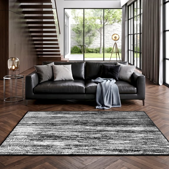 Washable Abstract Shape Rug 4'x6' Modern Area Rug, Machine Washable, Non-Slip, Low Pile ...