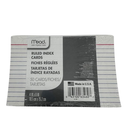 4"x6" Ruled Index Cards  50 Cards