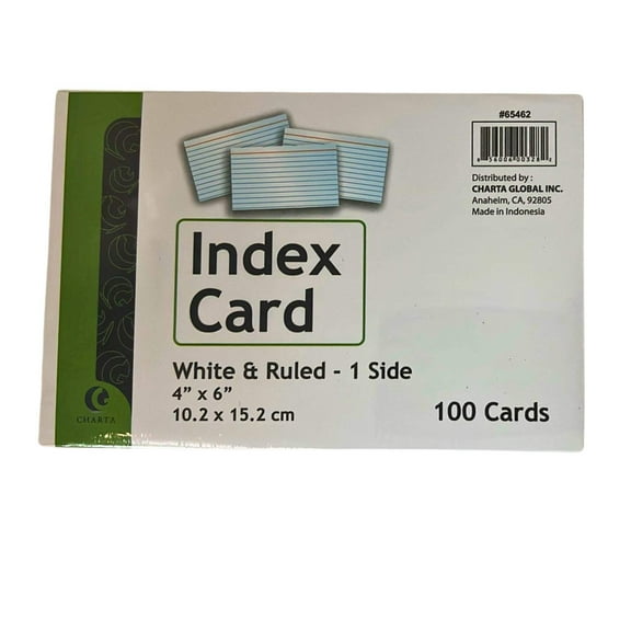 4"x6" White Ruled Index Cards: 100CT